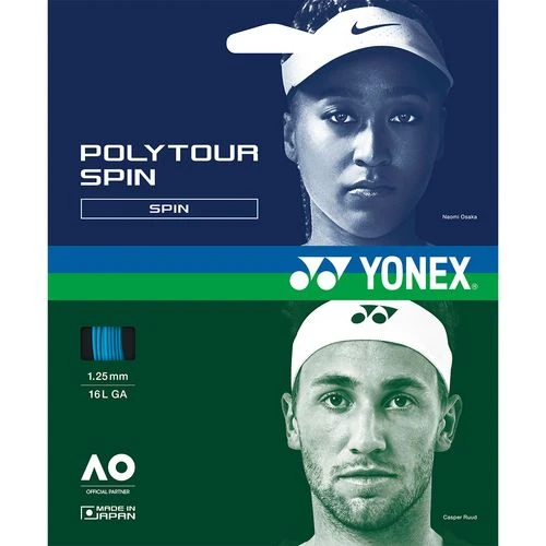 Yonex Poly Tour Spin 125 16L Cobalt Blue Tennis String 1 Yonex Poly Tour Spin 125 16L Cobalt Blue Tennis String